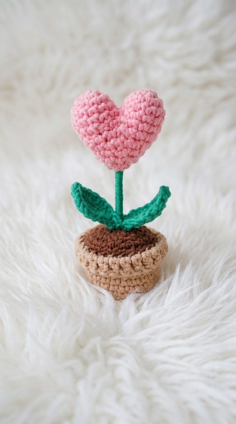 Crochet Heart Flower Pot Pattern 5