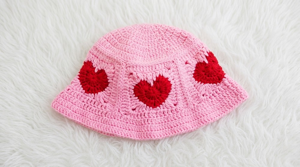 Crochet Heart Hat Pattern 4