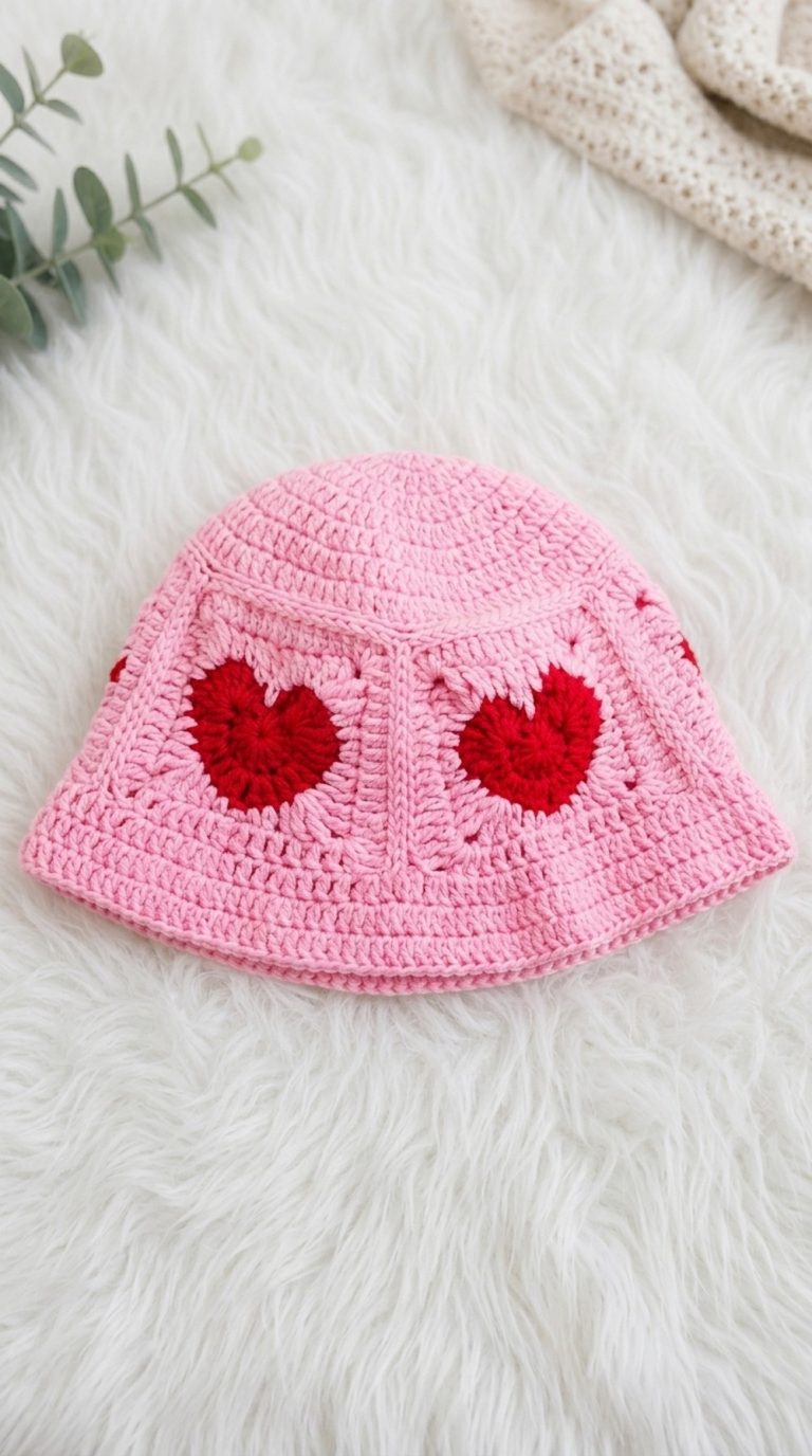 Crochet Heart Hat Pattern 5