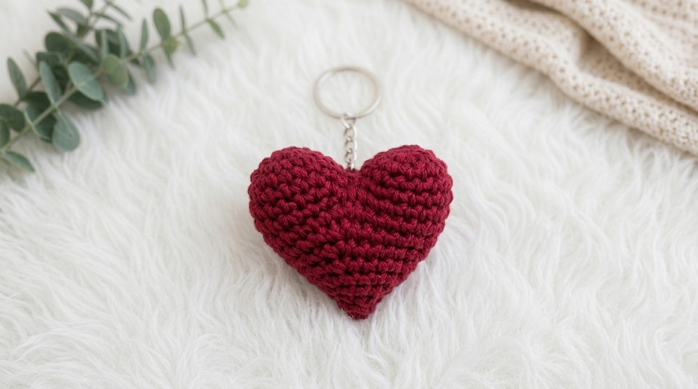 Crochet Heart Keychain Pattern 4