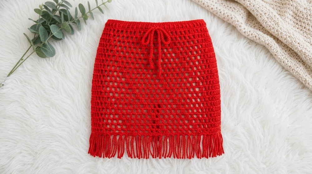 Crochet Mesh Fringe Skirt Pattern 4