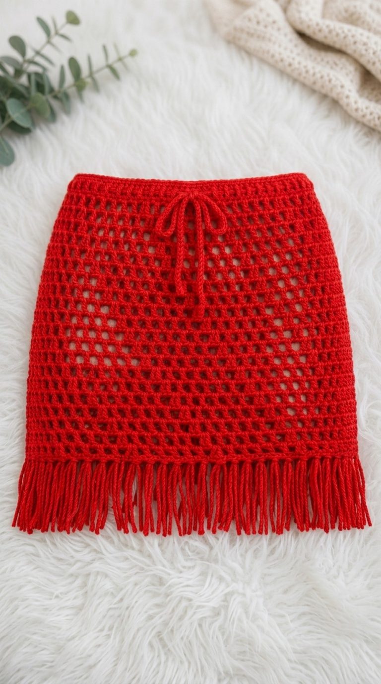 Crochet Mesh Fringe Skirt Pattern 5
