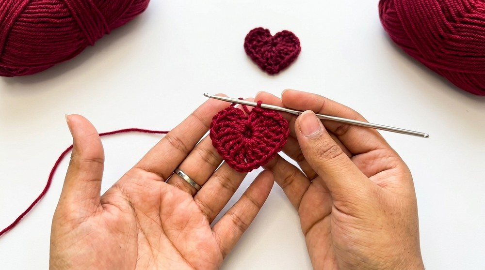 Crochet Mini Heart Pattern 3
