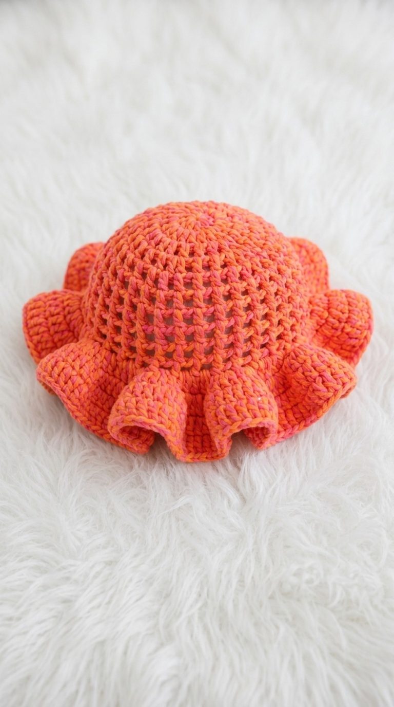 Crochet Ruffle Mesh Hat Pattern 5