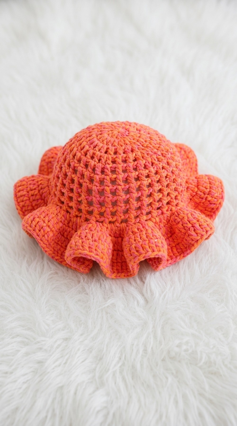 Crochet Ruffle Mesh Hat Pattern 5