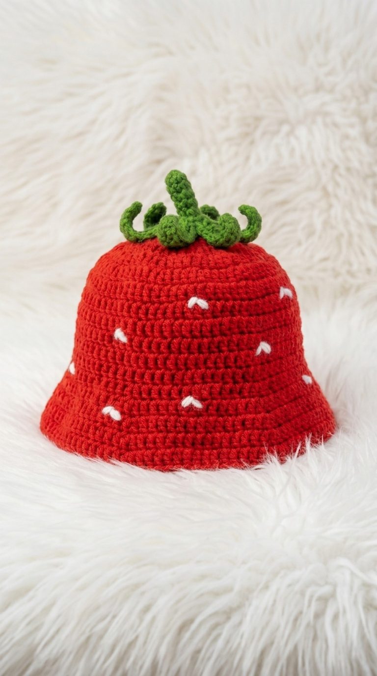 Crochet Strawberry Bucket Hat Pattern 4