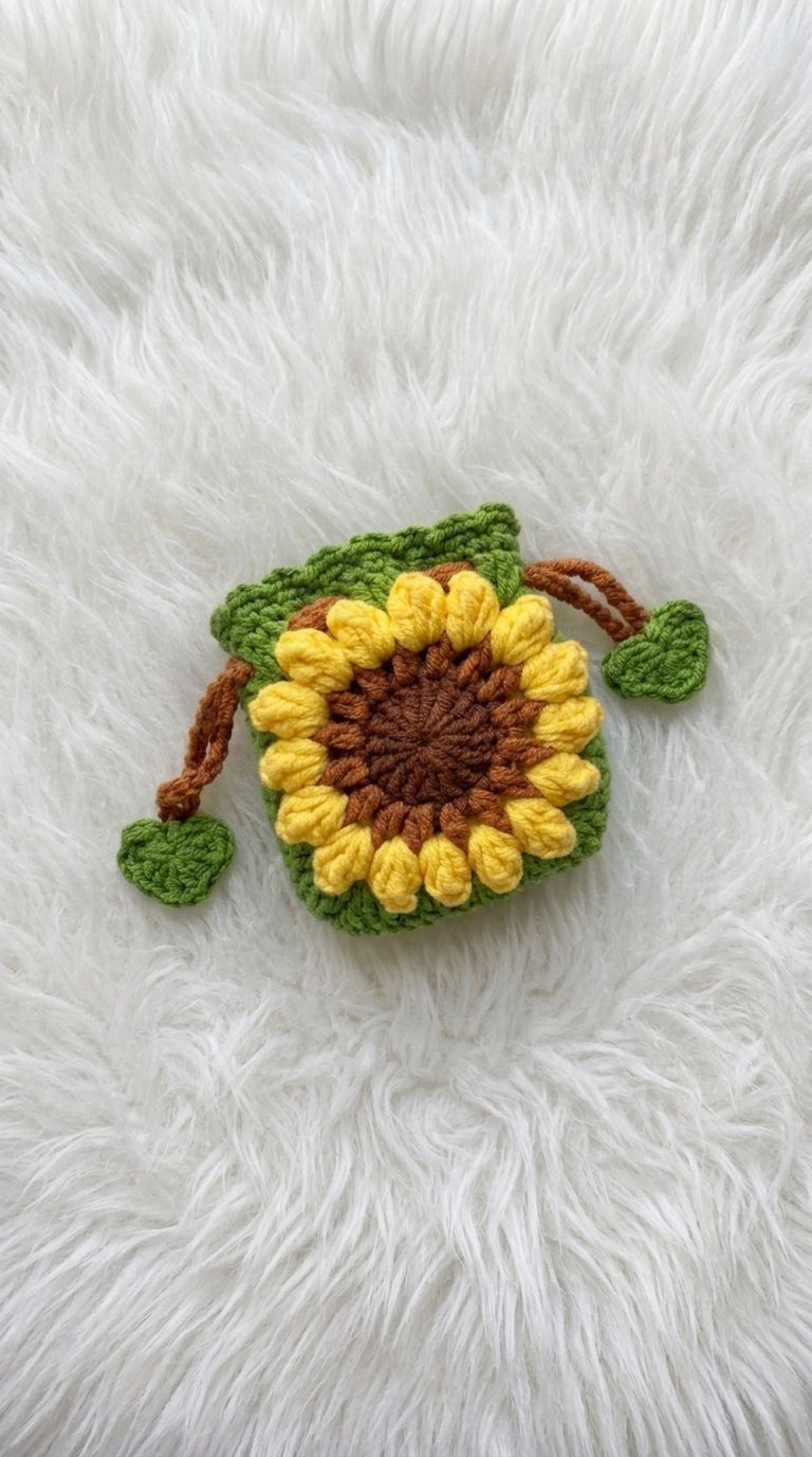 Crochet Sunflower Earphone Bag Pattern 5