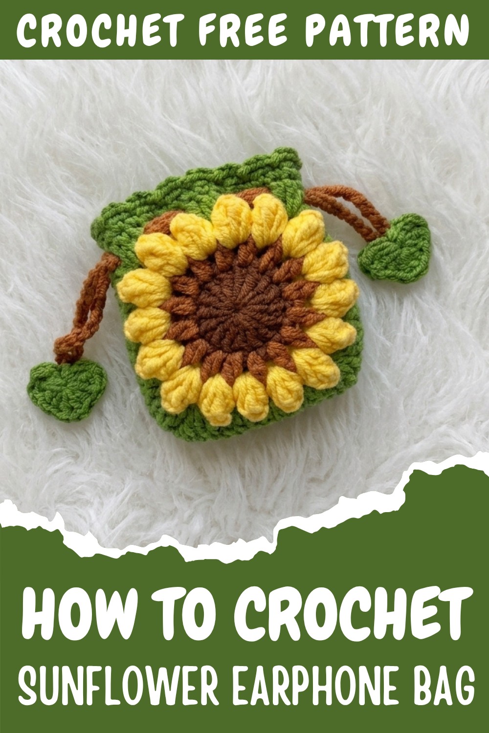 Crochet Sunflower Earphone Bag Pattern