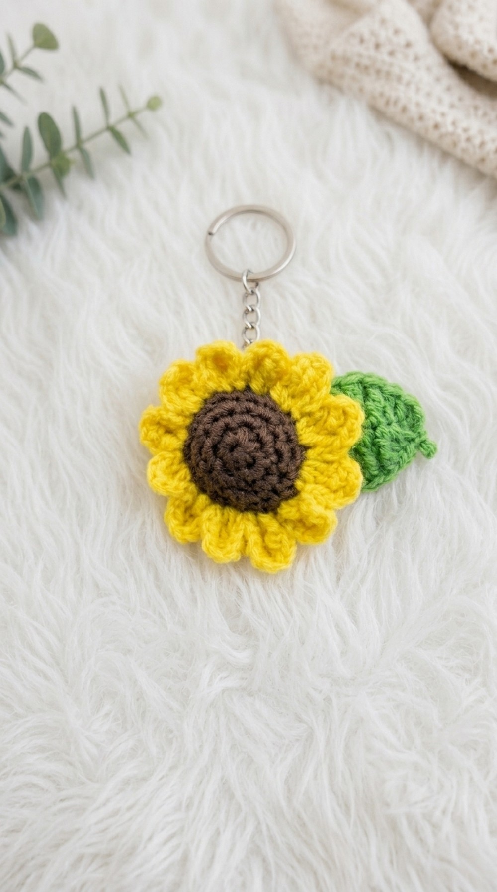 Crochet Sunflower Keychain Pattern 5