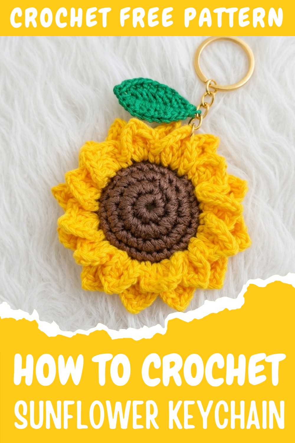 Crochet Sunflower Keychain Pattern