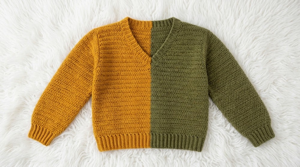Crochet Sweater With V Neck Pattern 4