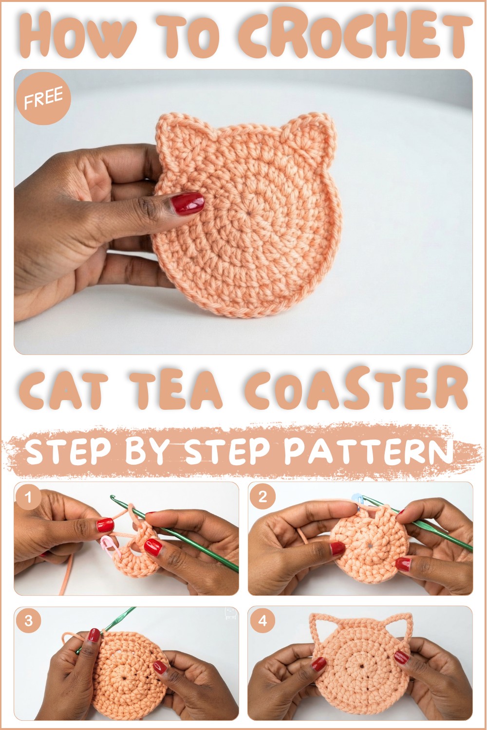 _Cat shape Tea Coaster Crochet 1