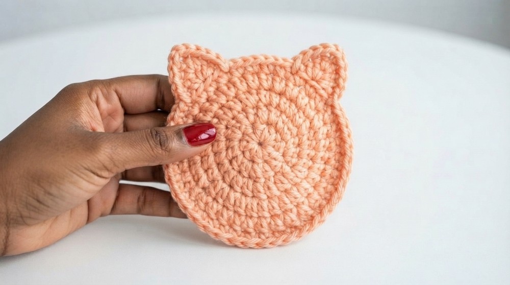 _Cat shape Tea Coaster Crochet 2