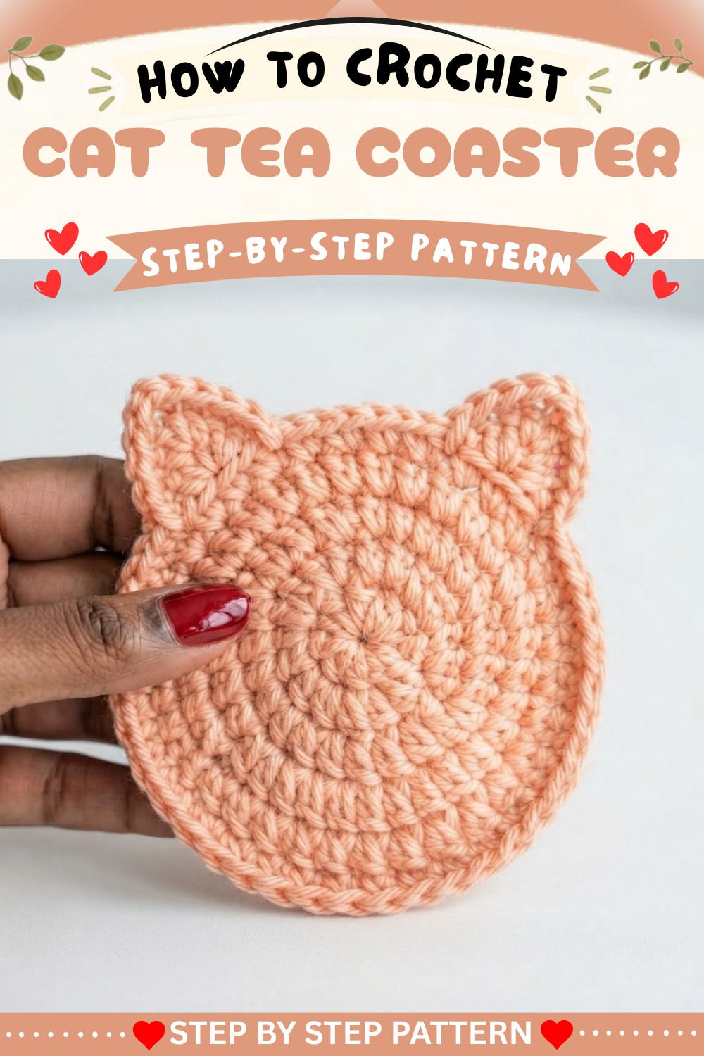 _Cat shape Tea Coaster Crochet 7