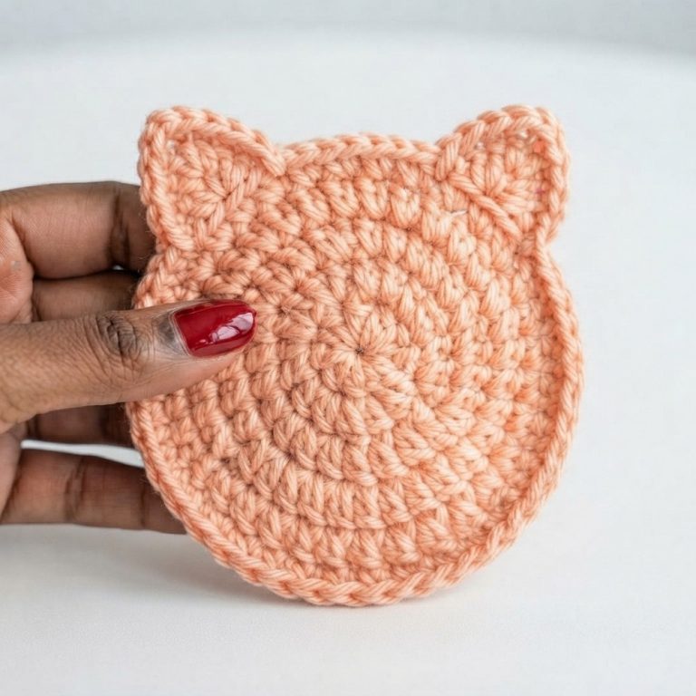 _Cat shape Tea Coaster Crochet 8