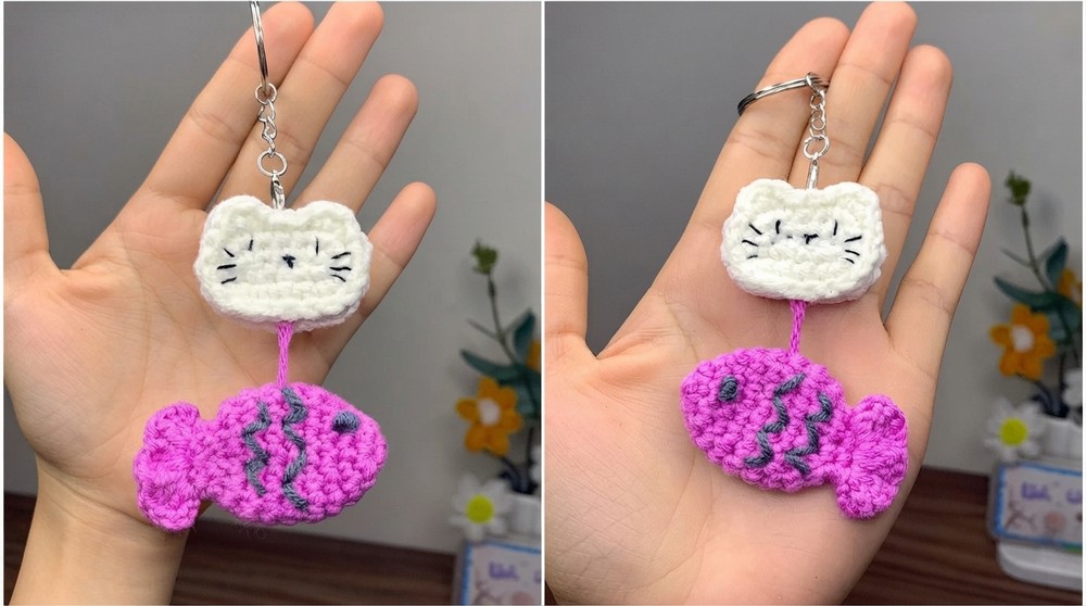 Crochet Cat and Fish Keychain Simple & Easy for Beginners 2