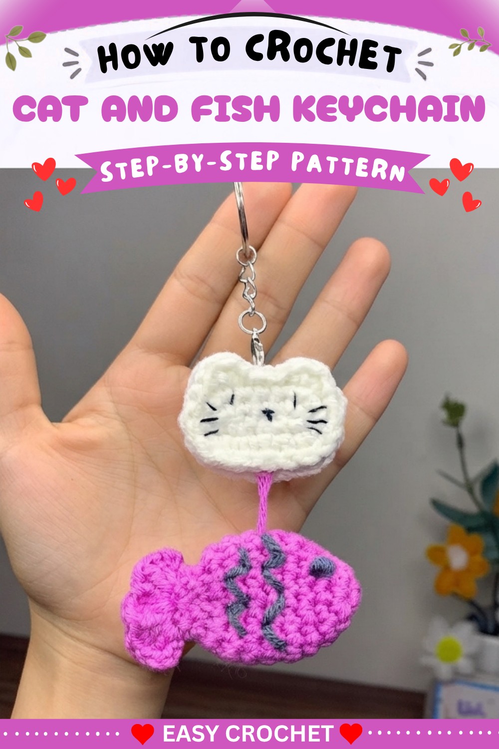 Crochet Cat and Fish Keychain Simple & Easy for Beginners 9