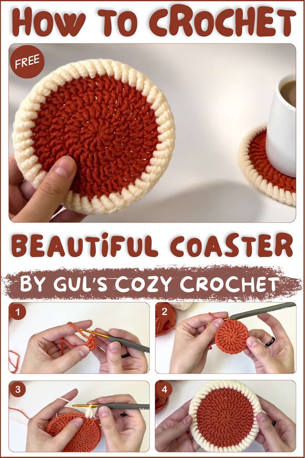 Crochet Coaster for Absolute Beginners ☕ Step-by-Step Tutorial (1)