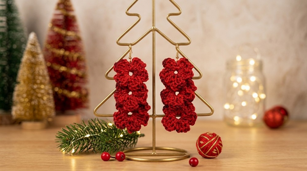 Crochet Earrings For Christmas Pattern 4