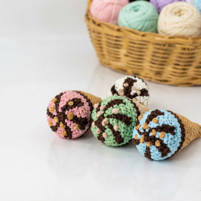 Crochet Ice Cream Cone Pattern Easy Step-by-Step DIY Crochet Desserts14