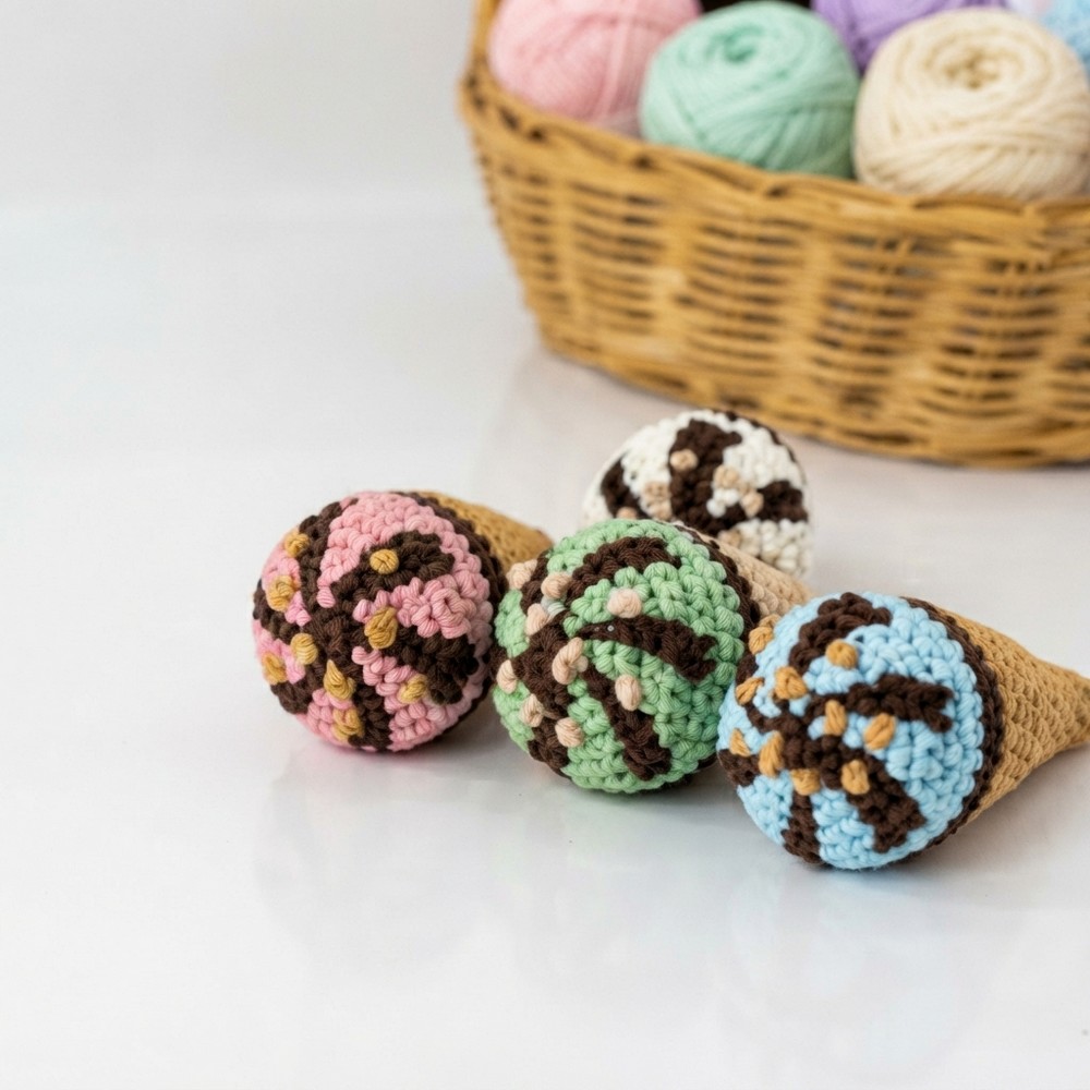 Crochet Ice Cream Cone Pattern Easy Step-by-Step DIY Crochet Desserts14