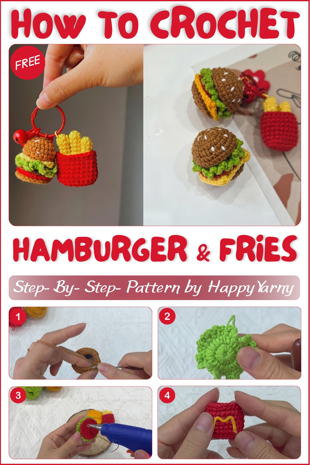 Crochet Mini Hamburger & Fries Set Super Cute Amigurumi Tutorial (1)