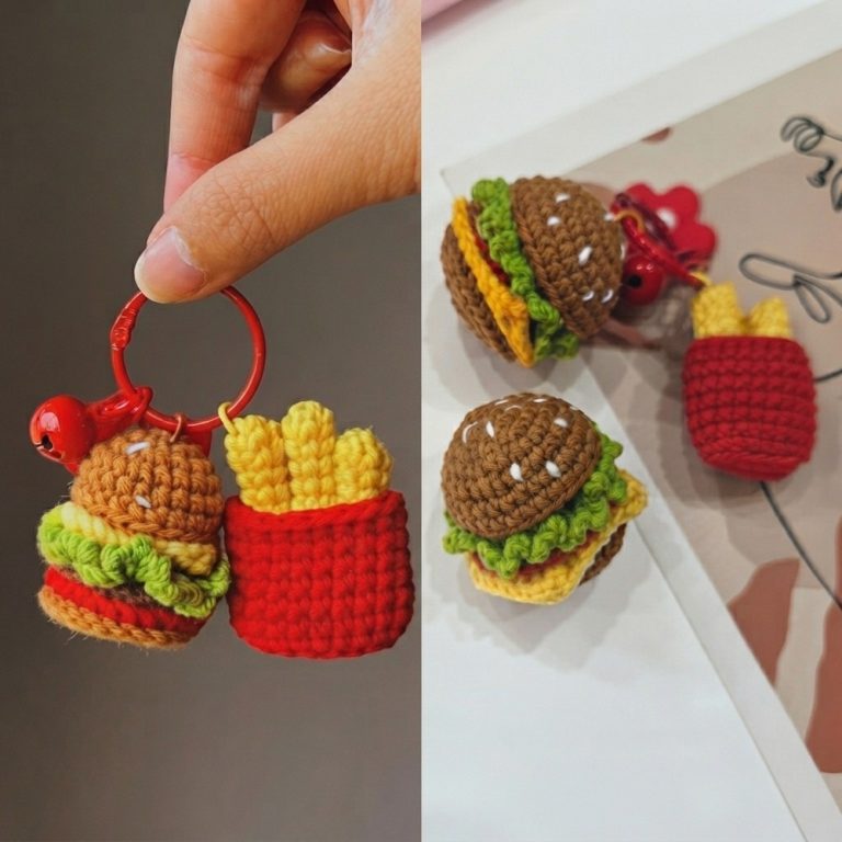 Crochet Mini Hamburger & Fries Set Super Cute Amigurumi Tutorial (12)