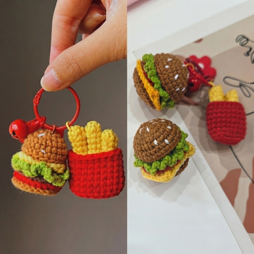 Crochet Mini Hamburger & Fries Set Super Cute Amigurumi Tutorial (12)