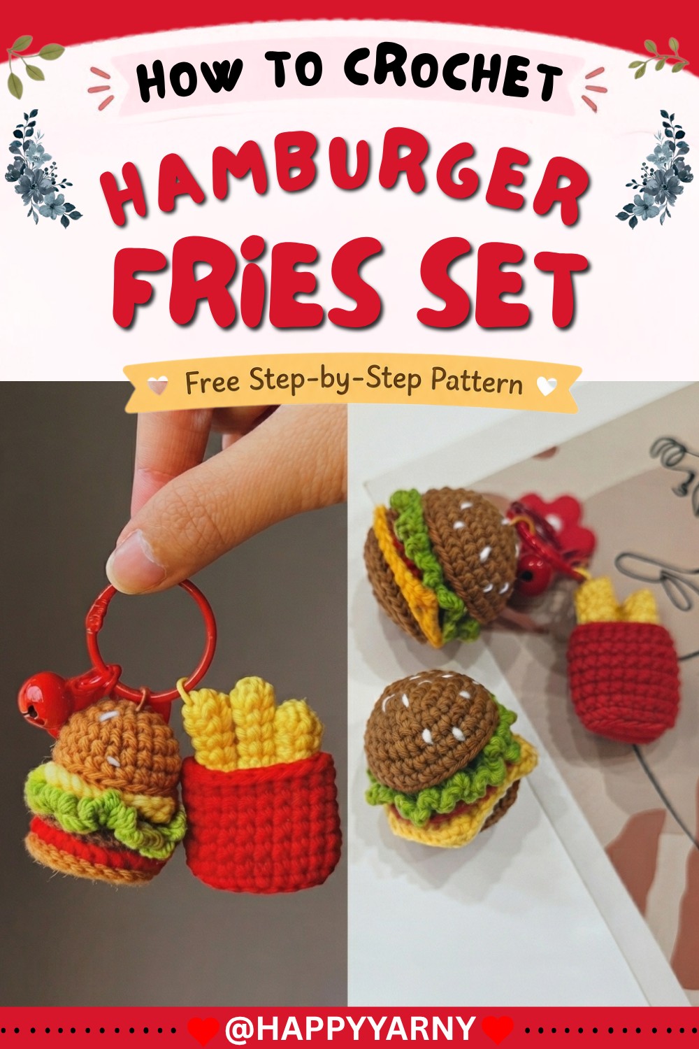 Crochet Mini Hamburger & Fries Set Super Cute Amigurumi Tutorial (13)