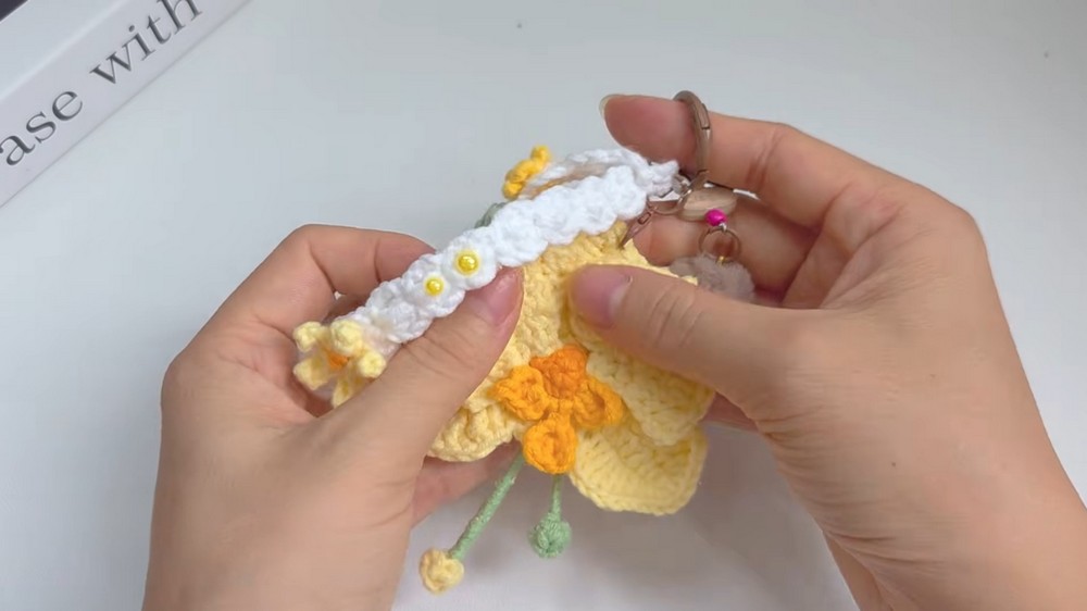 Crochet Orchid Keychain ✨ Cute Handmade Flower Tutorial for Beginners 8
