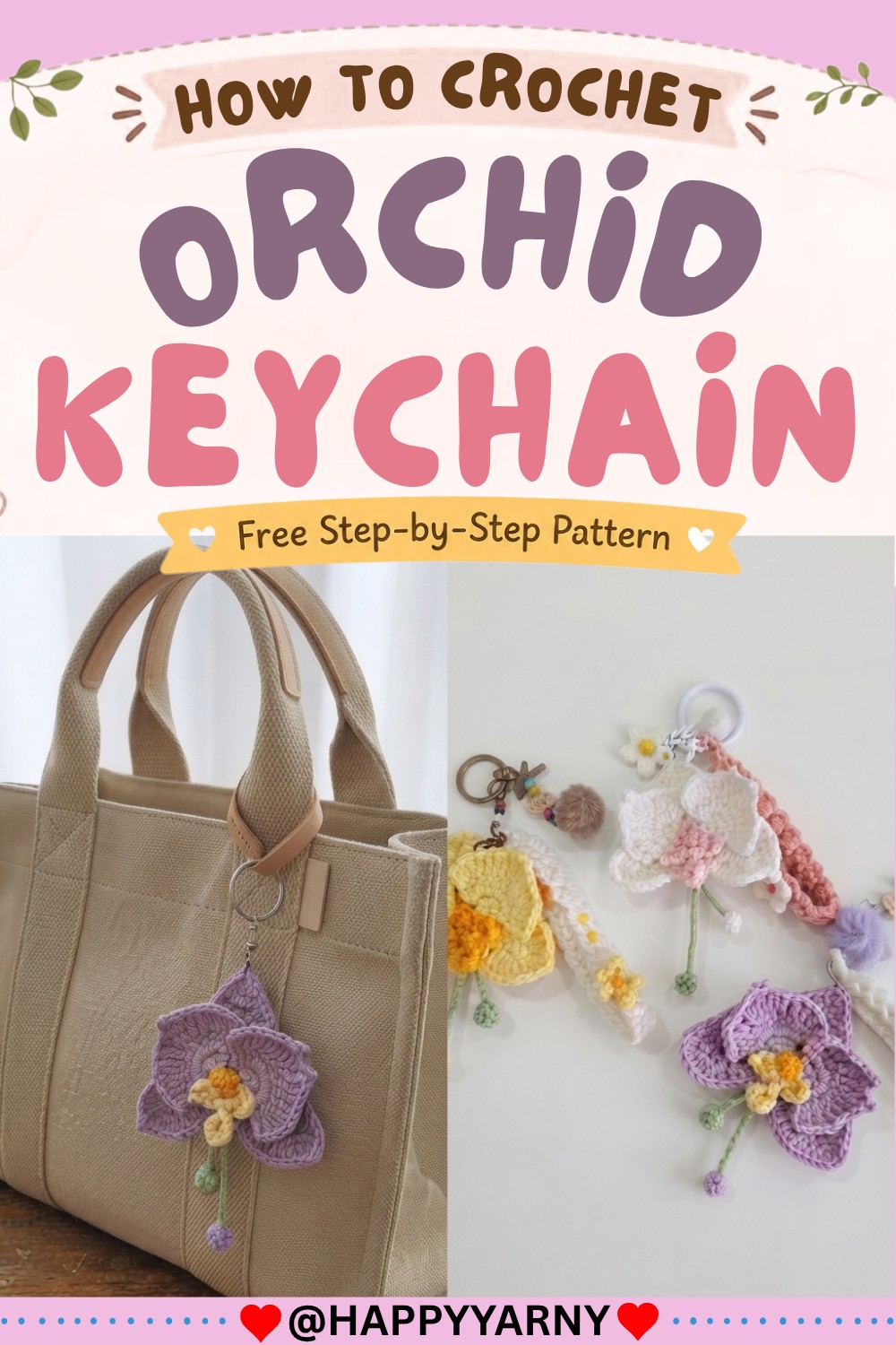 Crochet Orchid Keychain ✨ Cute Handmade Flower Tutorial for Beginners 9