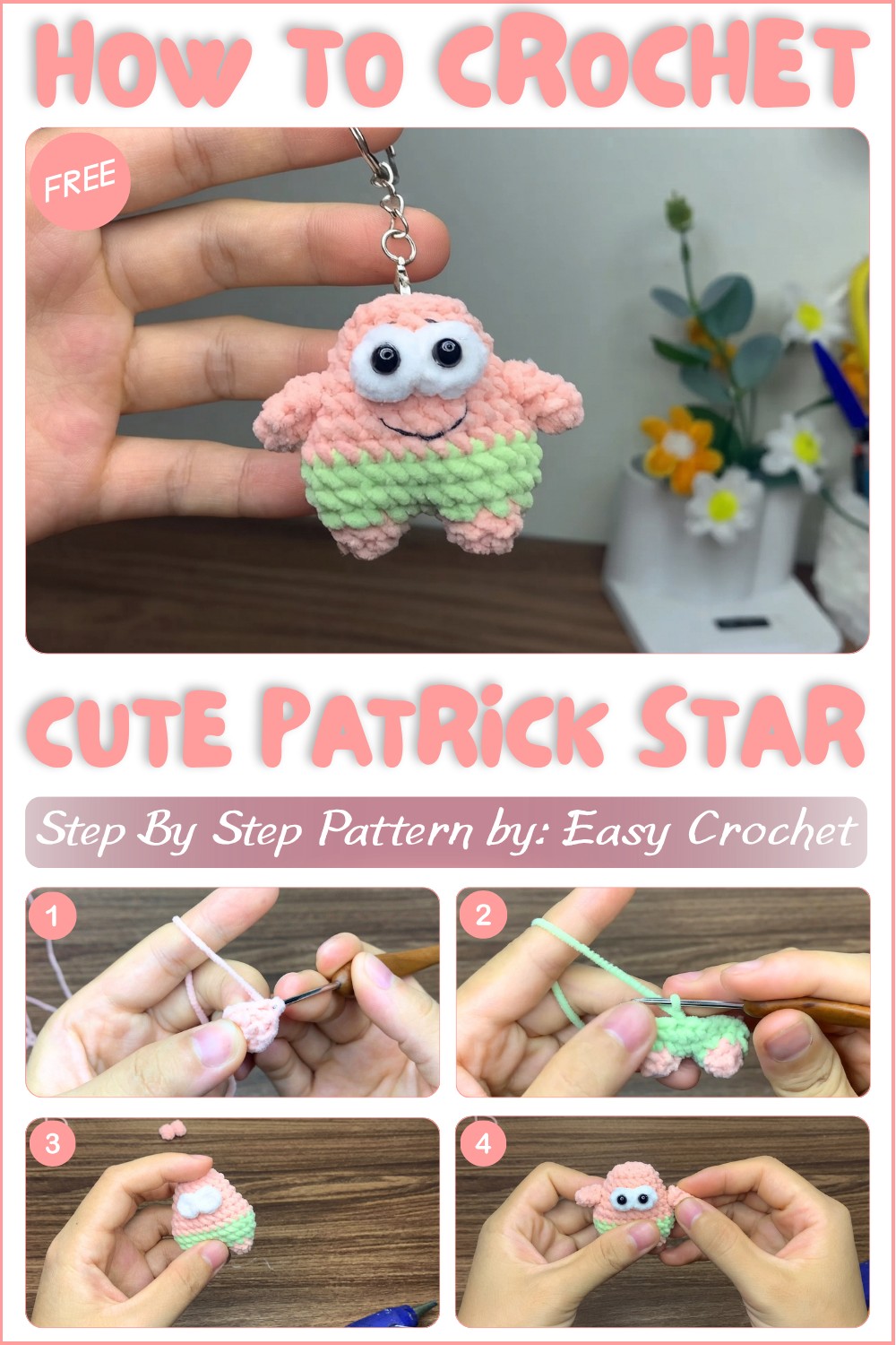 Crochet Patrick Star 🧶 Easy Amigurumi Tutorial for Beginners 1