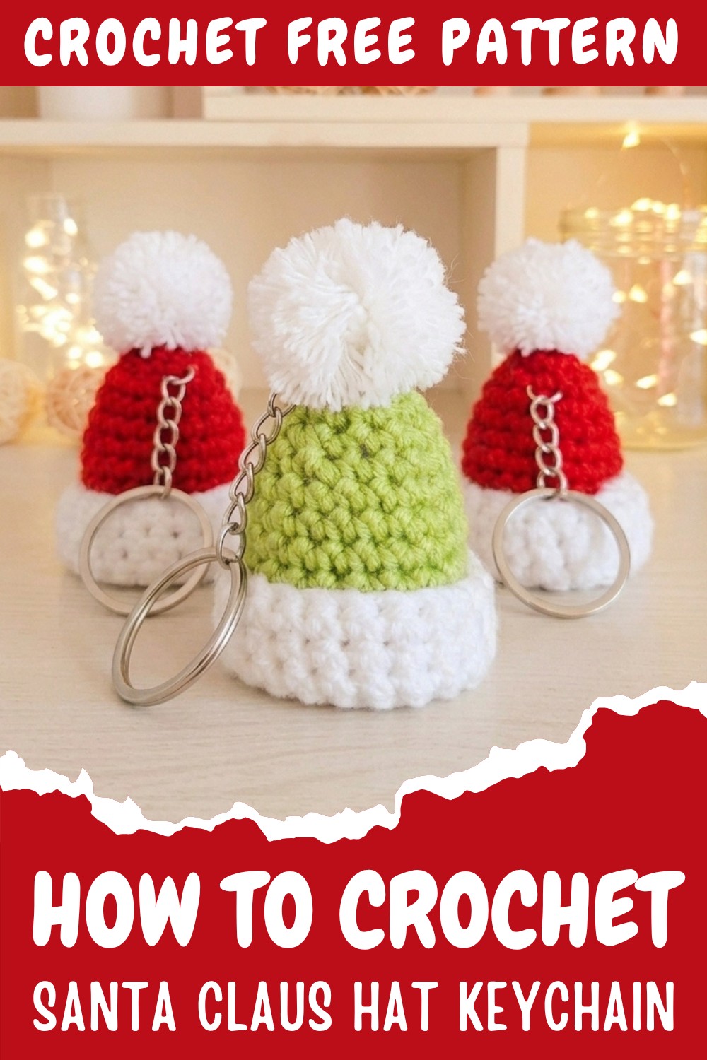 Crochet Santa Claus Hat Keychain Pattern