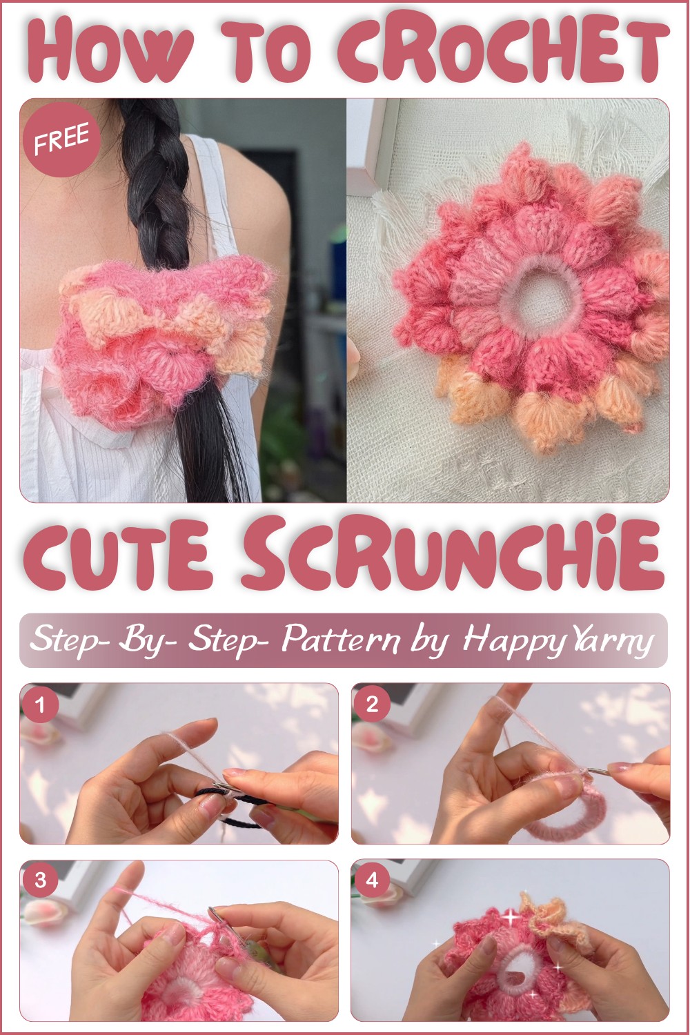 Crochet Scrunchie Tutorial – Easy & Cute Hair Tie for Beginners 1