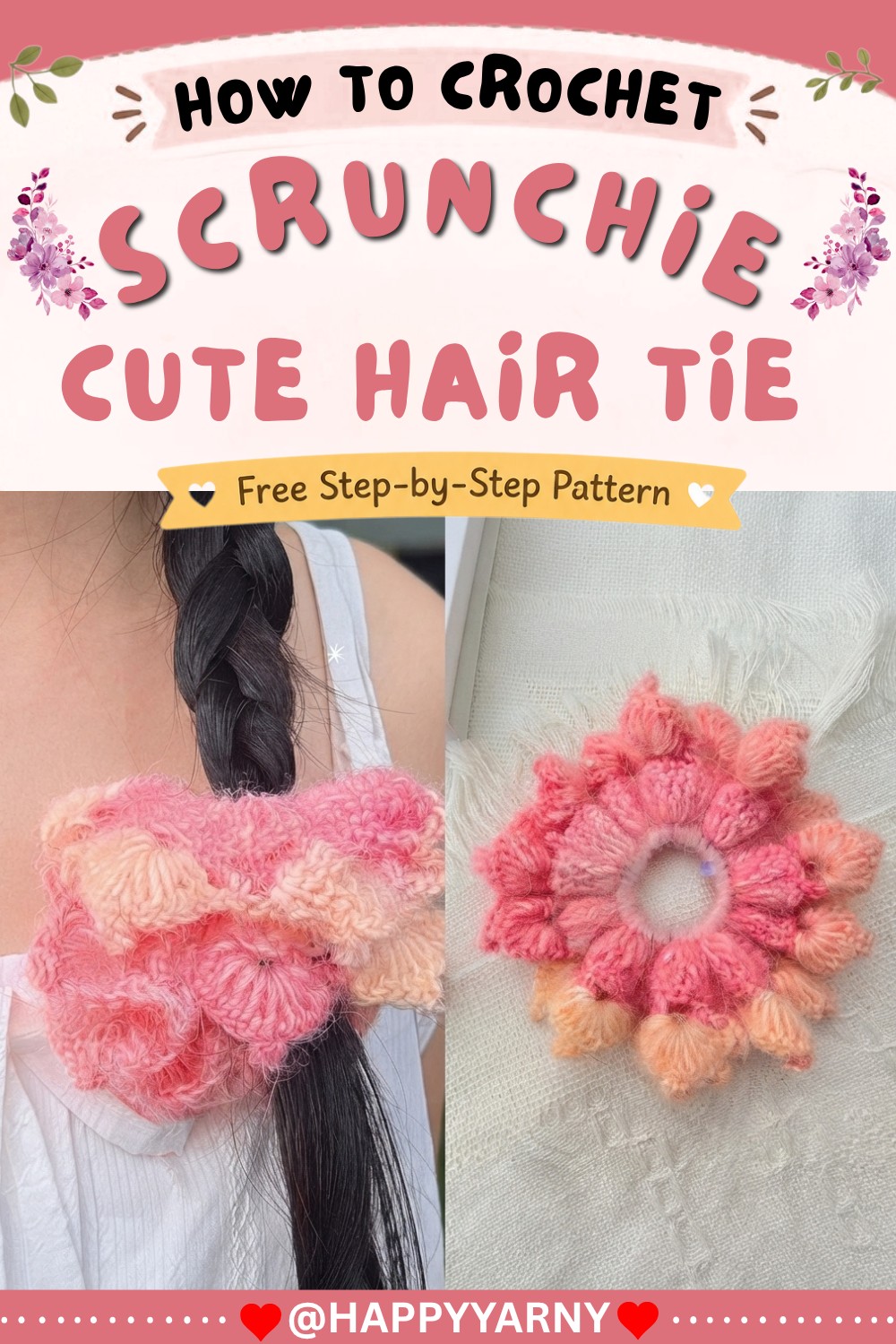 Crochet Scrunchie Tutorial – Easy & Cute Hair Tie for Beginners 10
