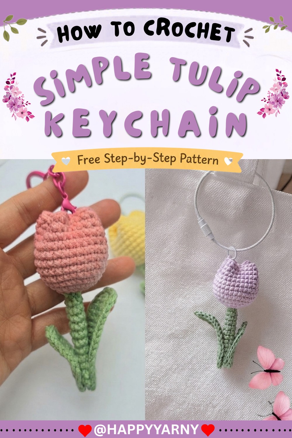 Crochet Tulip Flower Tutorial Simple Tulip Keychain Pattern for Beginners 12