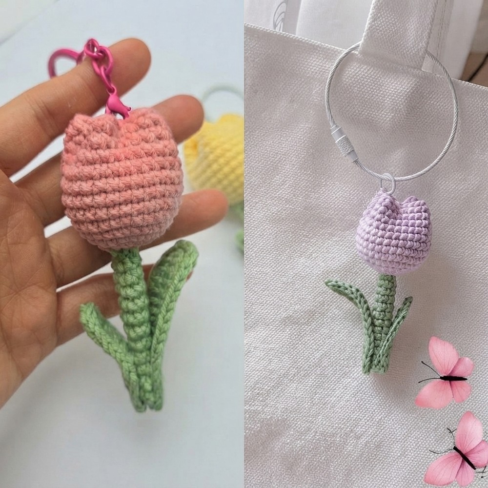 Crochet Tulip Flower Tutorial Simple Tulip Keychain Pattern for Beginners 13