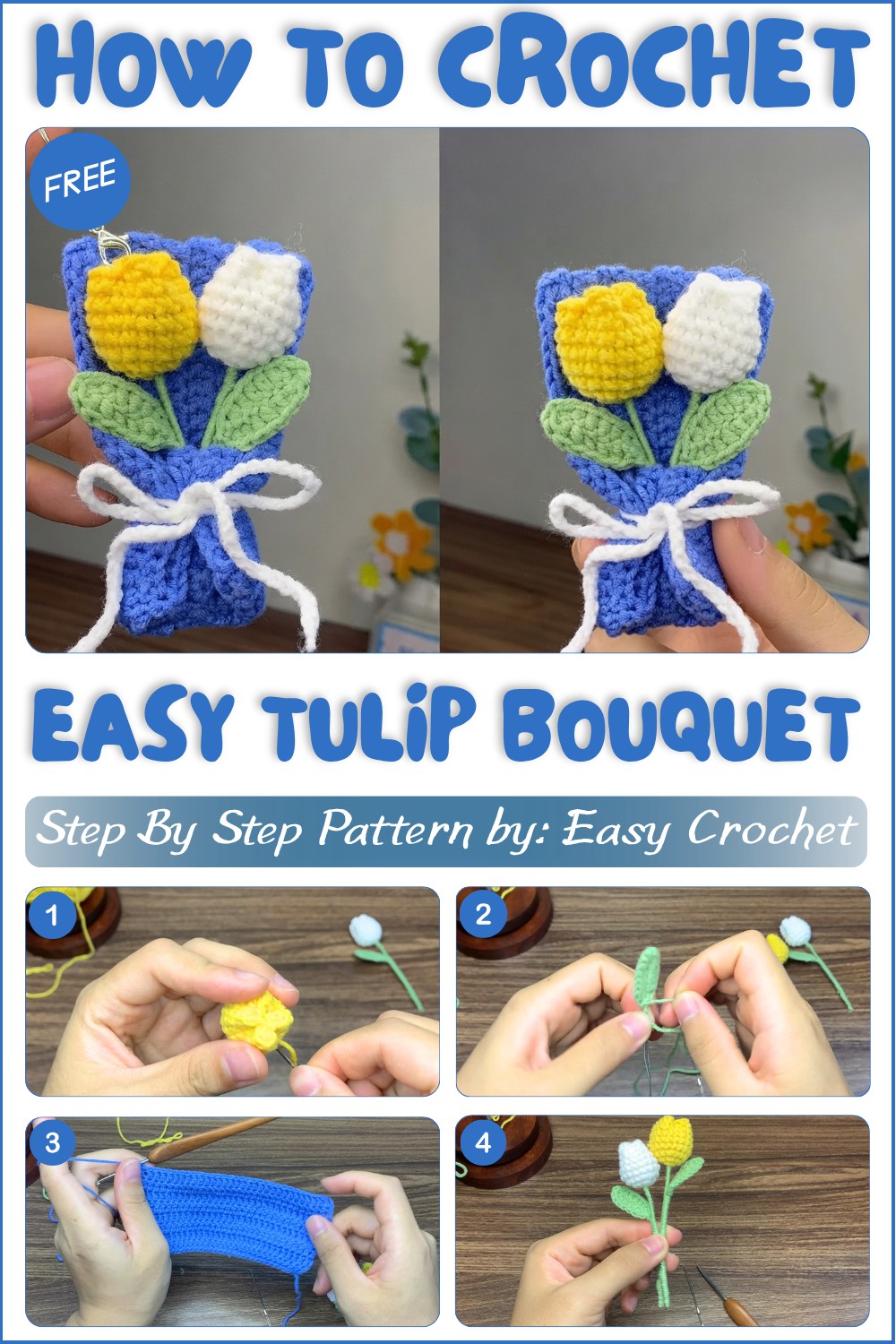 Crochet Tulip Flowers Cute Mini Bouquet- Crochet Tutorial Tulip Bouquet 1