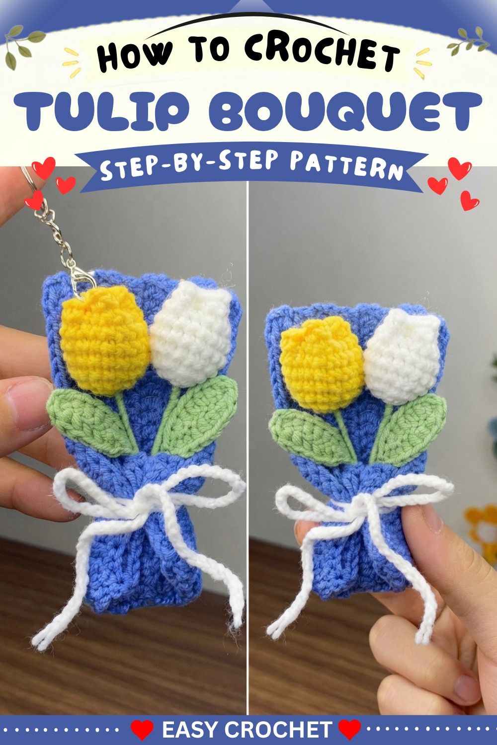 Crochet Tulip Flowers Cute Mini Bouquet- Crochet Tutorial Tulip Bouquet 10