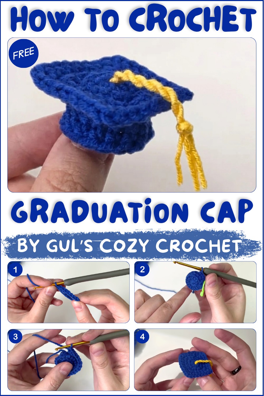 Crochet a Tiny Graduation Cap 🎓 Easy Beginner Tutorial 1