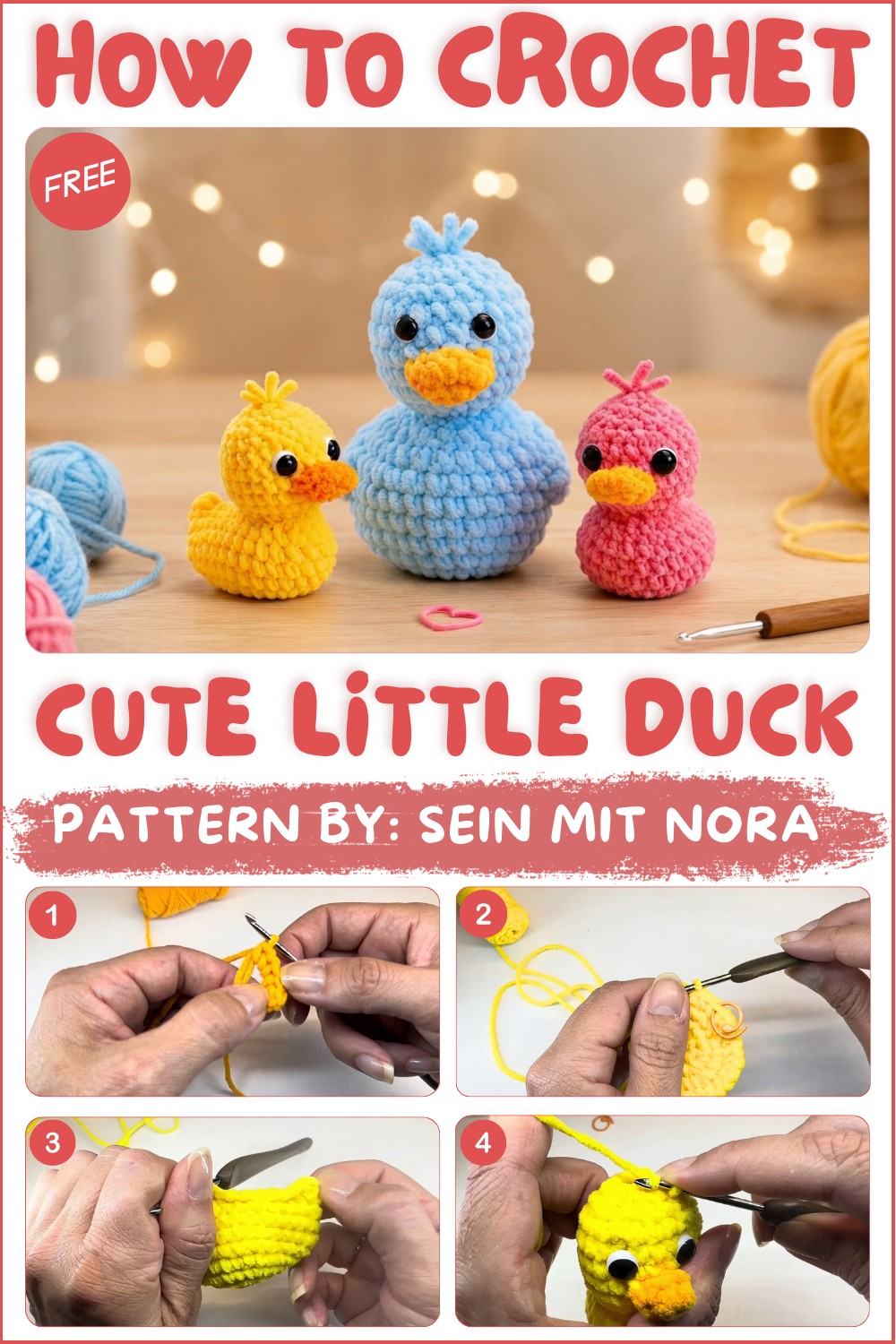 Crochet a little duck 🩵 Easy Amigurumi for beginners Step-by-step tutorial (1)