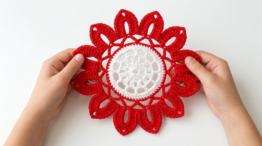 Crochet flower motif for a blouse. How to make a flower motif to make a crochet blouse. 6