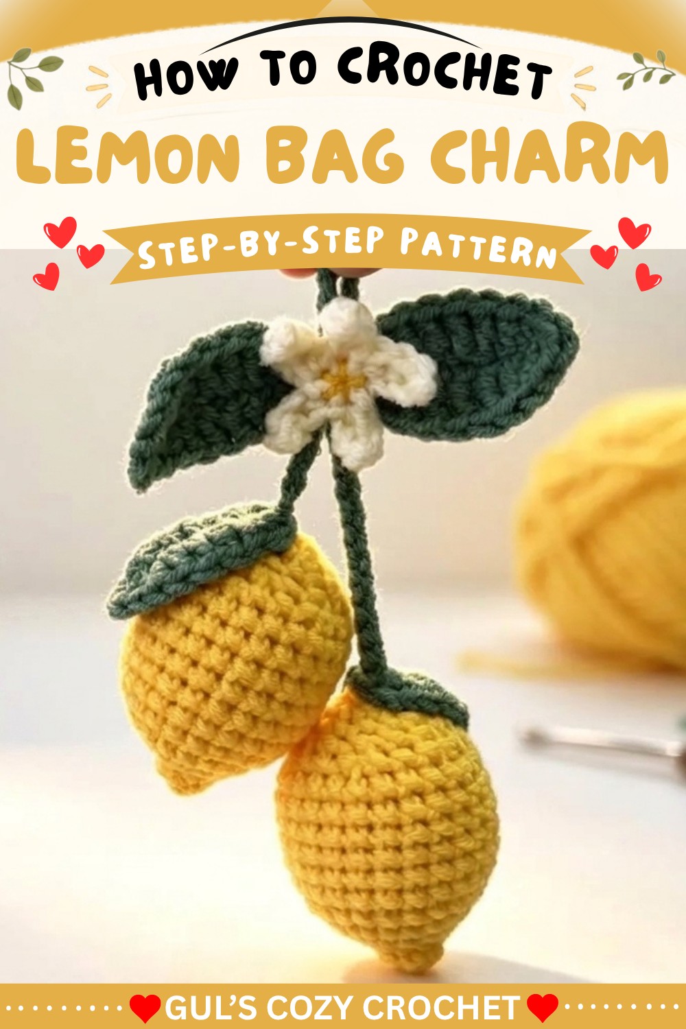 Cute Crochet Lemon Bag Charm 🍋 Easy Keychain Tutorial for Beginners 11