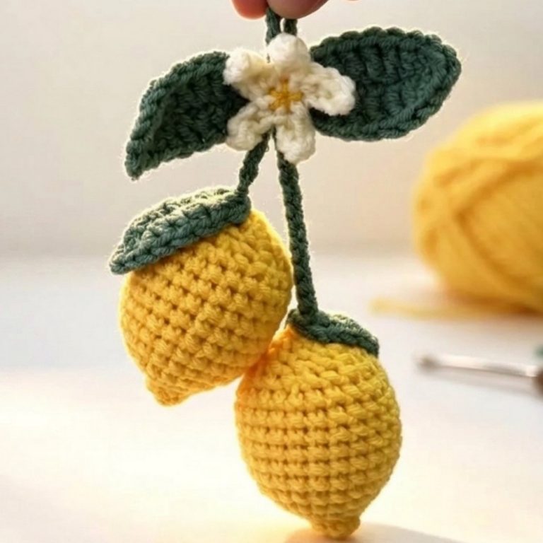 Cute Crochet Lemon Bag Charm 🍋 Easy Keychain Tutorial for Beginners 12
