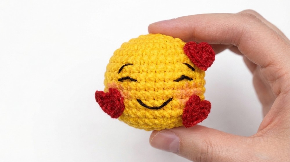 Cute Crochet Love Emoji 🥰 Beginner Keychain Tutorial 2