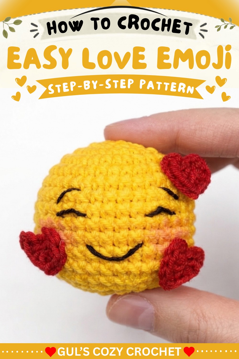 Cute Crochet Love Emoji 🥰 Beginner Keychain Tutorial 8