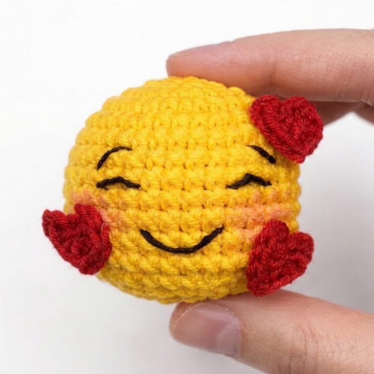Cute Crochet Love Emoji 🥰 Beginner Keychain Tutorial 9