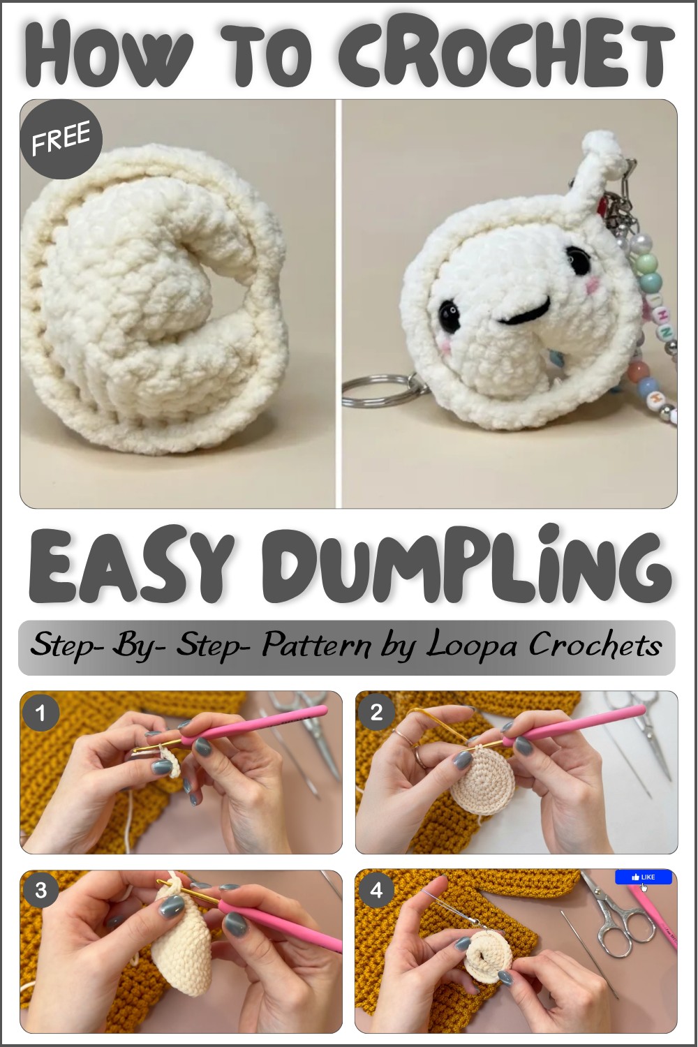 Cute & Easy Amigurumi How to Crochet a Dumpling in 15 Minutes (Beginner Tutorial) 1