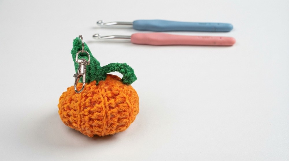 EASY Crochet Pattern keychain Pumpkin for the beginners Halloween HOW TO (10)