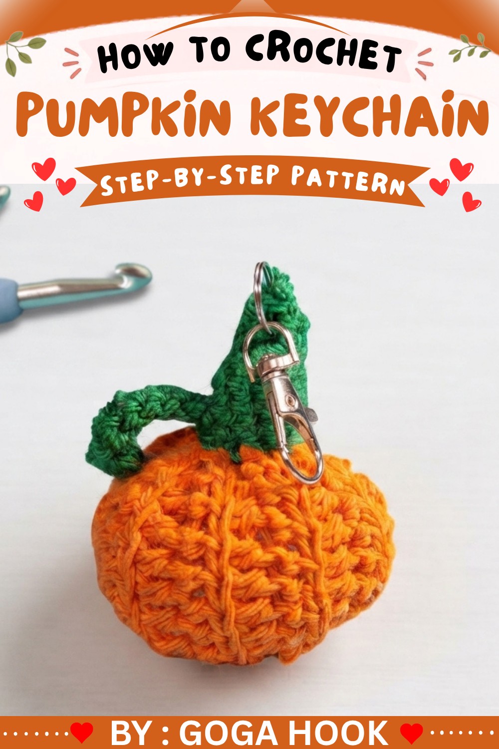 EASY Crochet Pattern keychain Pumpkin for the beginners Halloween HOW TO (11)